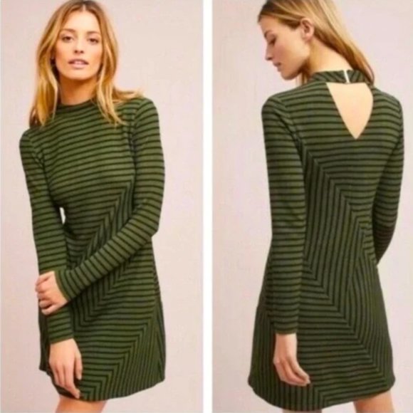 HUTCH Green and Black Striped Long Sleeve Dress - Picture 1 of 5